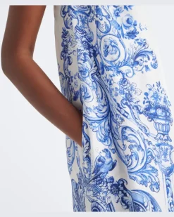 Jumpsuit aus Seide mit Kristallen Blau