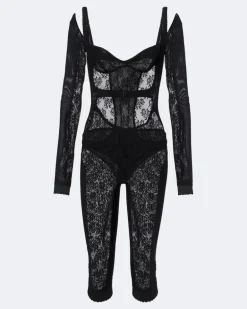 Jumpsuit aus Spitze Schwarz