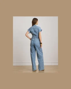Jumpsuit mit Gürtel und weitem Bein Blue