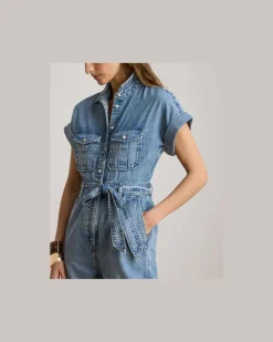 Jumpsuit mit Gürtel und weitem Bein Blue