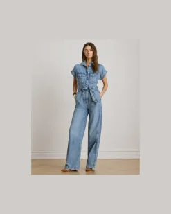 Jumpsuit mit Gürtel und weitem Bein Blue