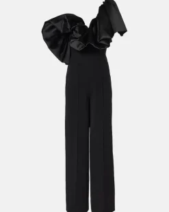 Jumpsuit Perla mit Satinbesatz Schwarz