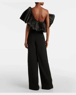 Jumpsuit Perla mit Satinbesatz Schwarz