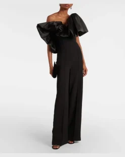 Jumpsuit Perla mit Satinbesatz Schwarz