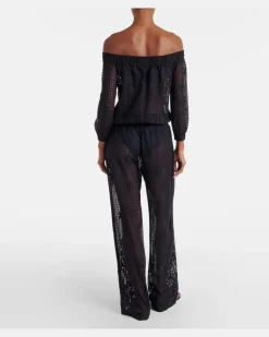 Jumpsuit Tully aus Häkelstrick Schwarz