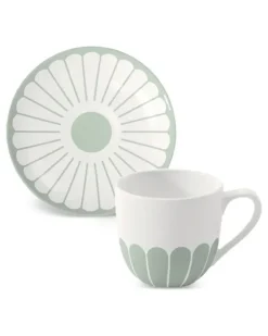 Kaffeetassen mit Blumenmuster (6er-Set) - Grün