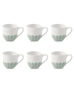 Kaffeetassen mit Blumenmuster (6er-Set) - Grün