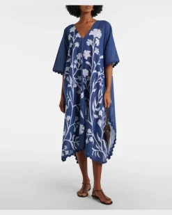 Kaftan aus Baumwolle Blau