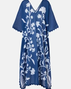 Kaftan aus Baumwolle Blau