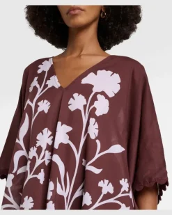 Kaftan aus Baumwolle Braun