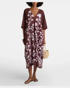 Kaftan aus Baumwolle Braun