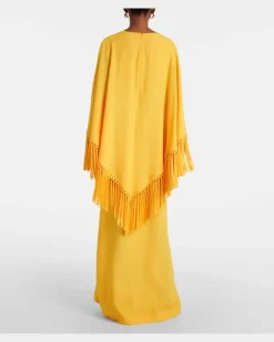 Kaftan aus Crêpe-Cady Gelb