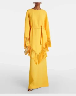 Kaftan aus Crêpe-Cady Gelb