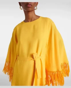Kaftan aus Crêpe-Cady Gelb
