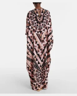 Kaftan aus Crêpe de Chine Manuba aus Seide Rosa
