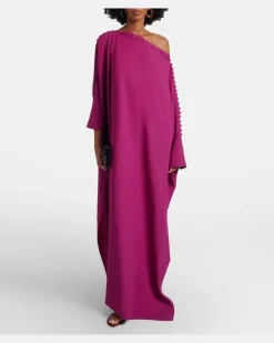 Kaftan aus Crêpe Violett