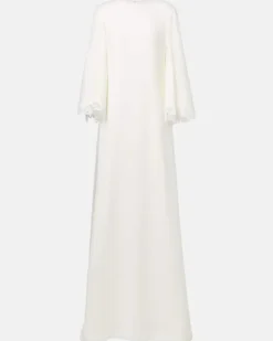 Kaftan aus Georgette mit Spitze Weiß