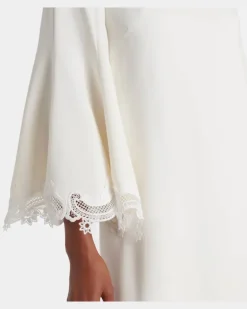 Kaftan aus Georgette mit Spitze Weiß