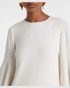 Kaftan aus Georgette mit Spitze Weiß