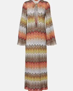 Kaftan aus Häkelstrick Multicolor