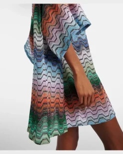 Kaftan aus Häkelstrick Multicolor