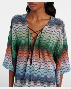 Kaftan aus Häkelstrick Multicolor