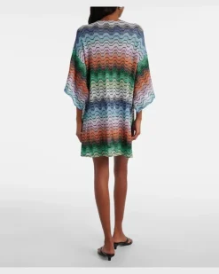 Kaftan aus Häkelstrick Multicolor