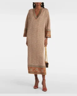 Kaftan aus Jacquard Gold