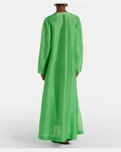 Kaftan aus Leinen und Seide GrüN