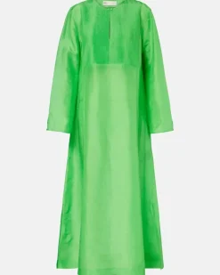 Kaftan aus Leinen und Seide GrüN