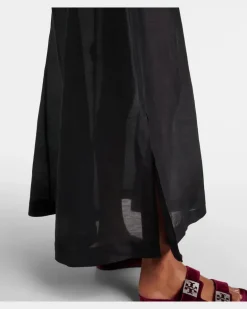Kaftan aus Leinen und Seide Schwarz