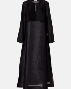 Kaftan aus Leinen und Seide Schwarz