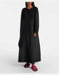 Kaftan aus Leinen und Seide Schwarz