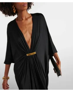 Kaftan aus Satin-Jersey Schwarz