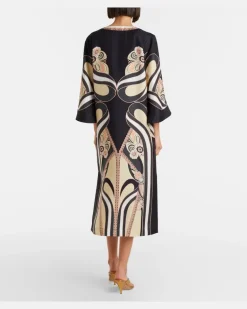Kaftan aus Seiden-Twill Schwarz