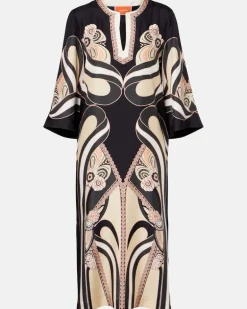Kaftan aus Seiden-Twill Schwarz
