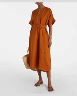 Kaftan Bibi aus Leinen Braun