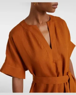 Kaftan Bibi aus Leinen Braun