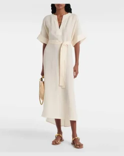 Kaftan Bibi aus Leinen Weiß