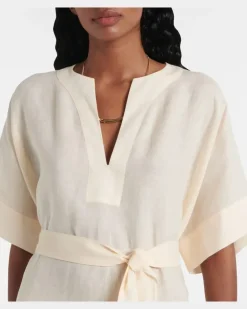 Kaftan Bibi aus Leinen Weiß