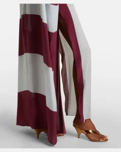 Kaftan Bold Stripes Burgunderrot