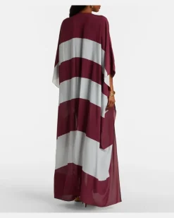 Kaftan Bold Stripes Burgunderrot