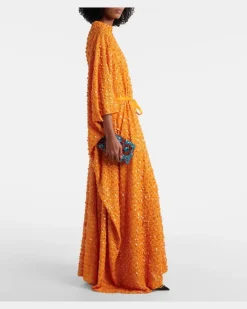Kaftan Caracciolo mit Pailletten Orange