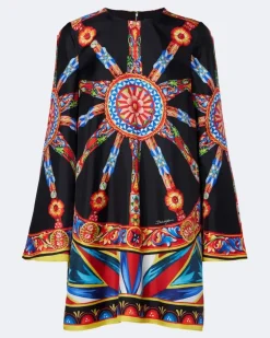 Kaftan Carretto aus Seiden-Twill Multicolor