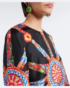 Kaftan Carretto aus Seiden-Twill Multicolor