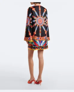Kaftan Carretto aus Seiden-Twill Multicolor