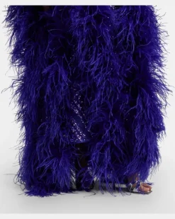 Kaftan Casta Diva Follies aus Tüll mit Pailletten Blau