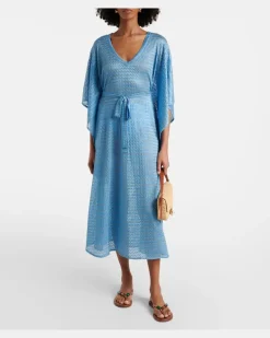 Kaftan June aus Lamé Blau