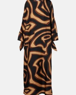 Kaftan Labirinto aus Seidensatin Braun