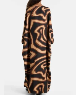 Kaftan Labirinto aus Seidensatin Braun